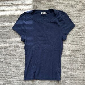 Free People Navy Short Sleeve Tee